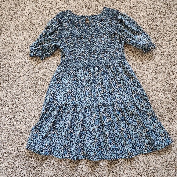 Wild Fable Blue Floral Smocked Tiered Mini Dress Size M Ditsy Boho Cottagecore - Picture 7 of 8
